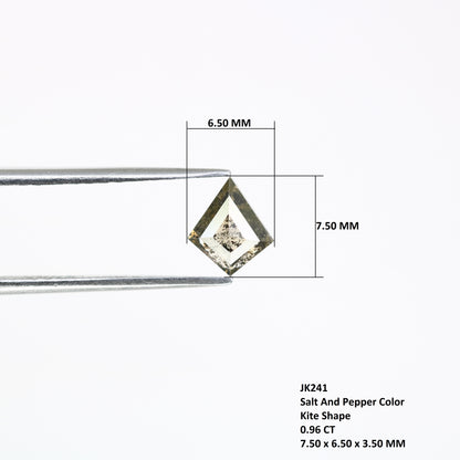 0.96 CT Salt And Pepper Kite Shaped Loose Diamond Ring - JayKrishna Diamond