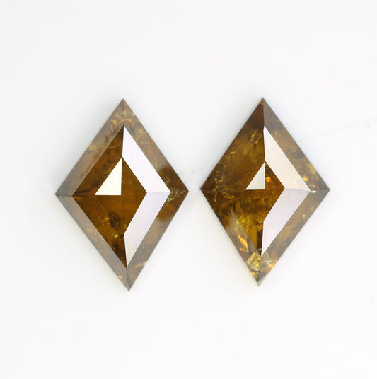 2.98 Carat Natural Rustic Brown Color Kite Shaped Diamond Pair For Wedding Ring - JayKrishna Diamond