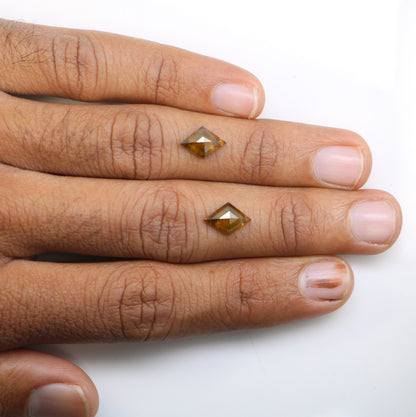 2.98 Carat Natural Rustic Brown Color Kite Shaped Diamond Pair For Wedding Ring - JayKrishna Diamond