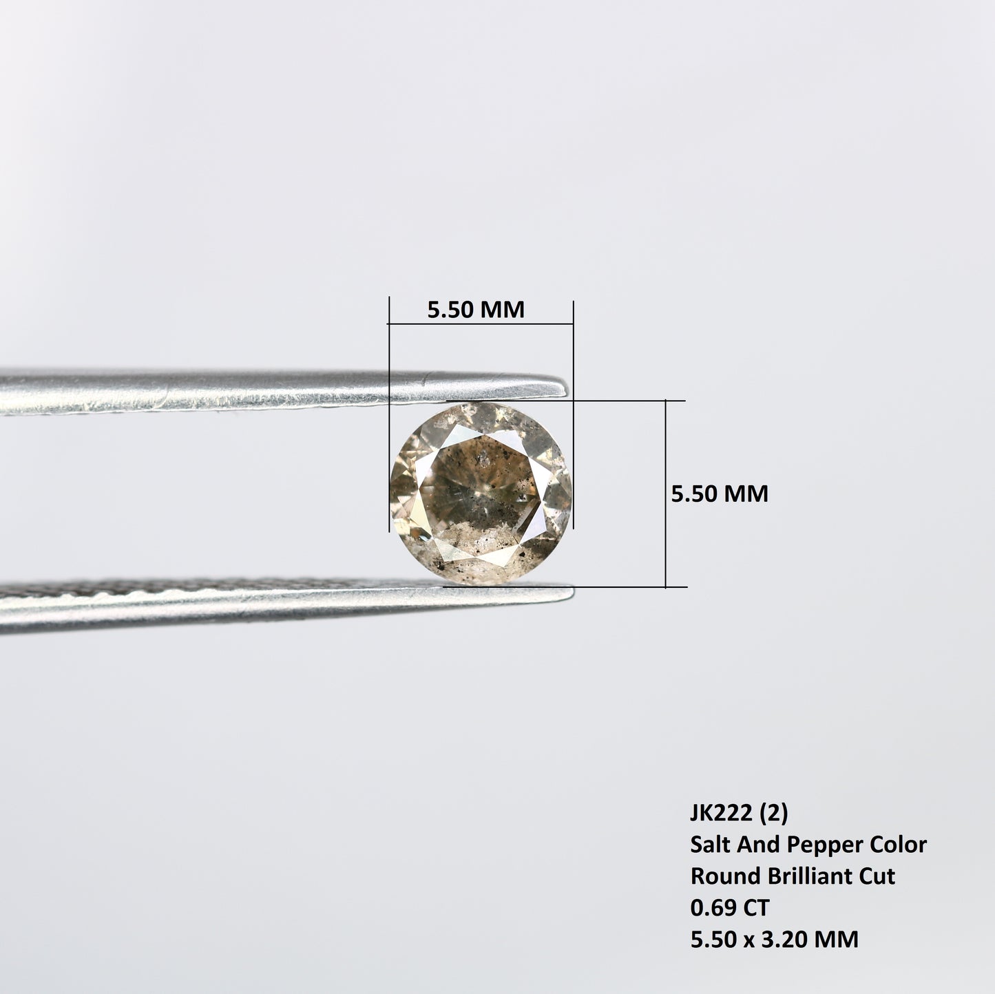 0.69 CT Round Brilliant Cut Salt And Pepper Diamond For Wedding Ring - JayKrishna Diamond