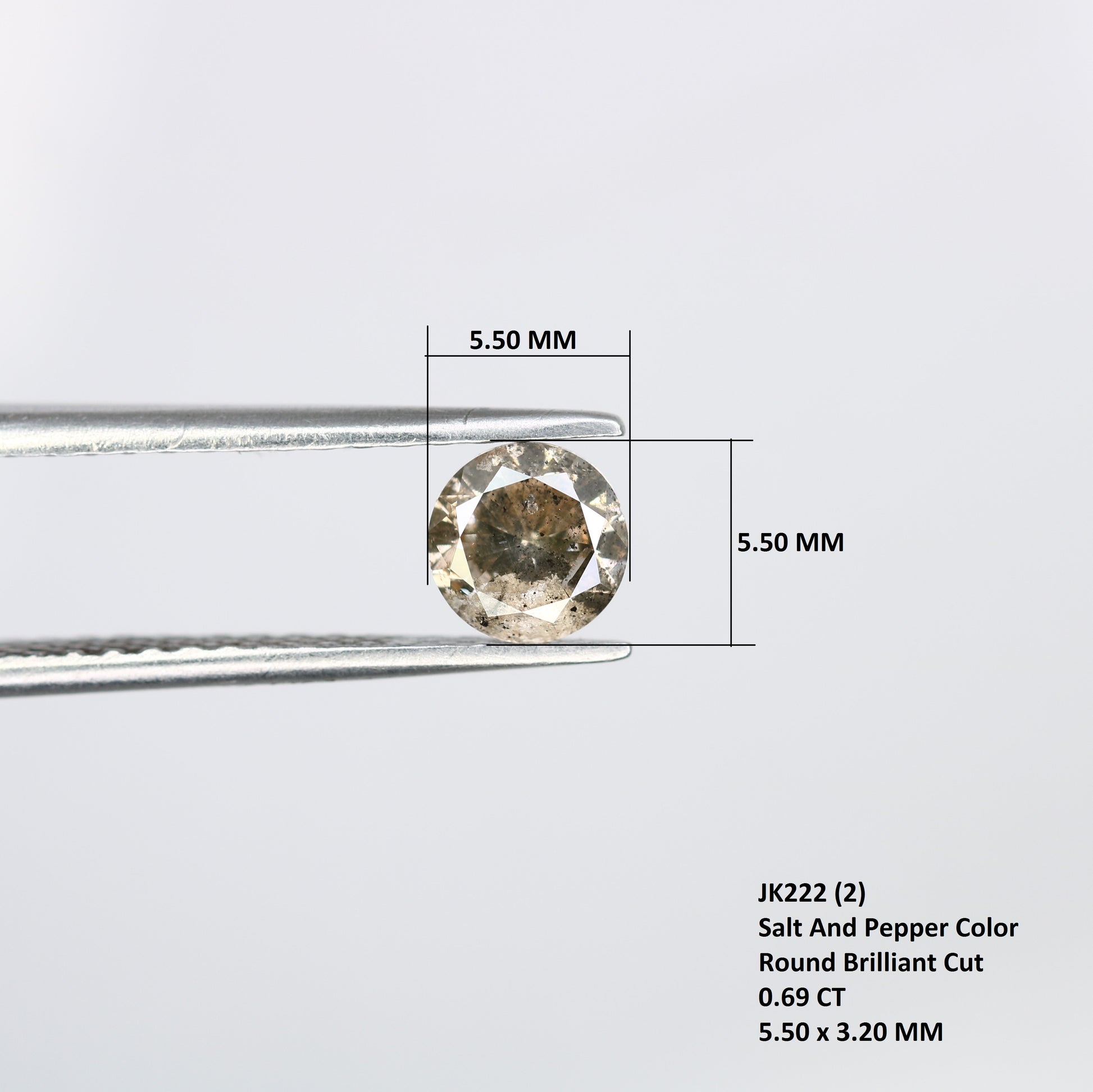 0.69 CT Round Brilliant Cut Salt And Pepper Diamond For Wedding Ring - JayKrishna Diamond