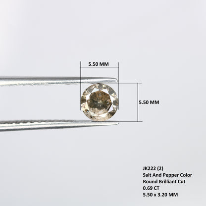 0.69 CT Round Brilliant Cut Salt And Pepper Diamond For Wedding Ring - JayKrishna Diamond