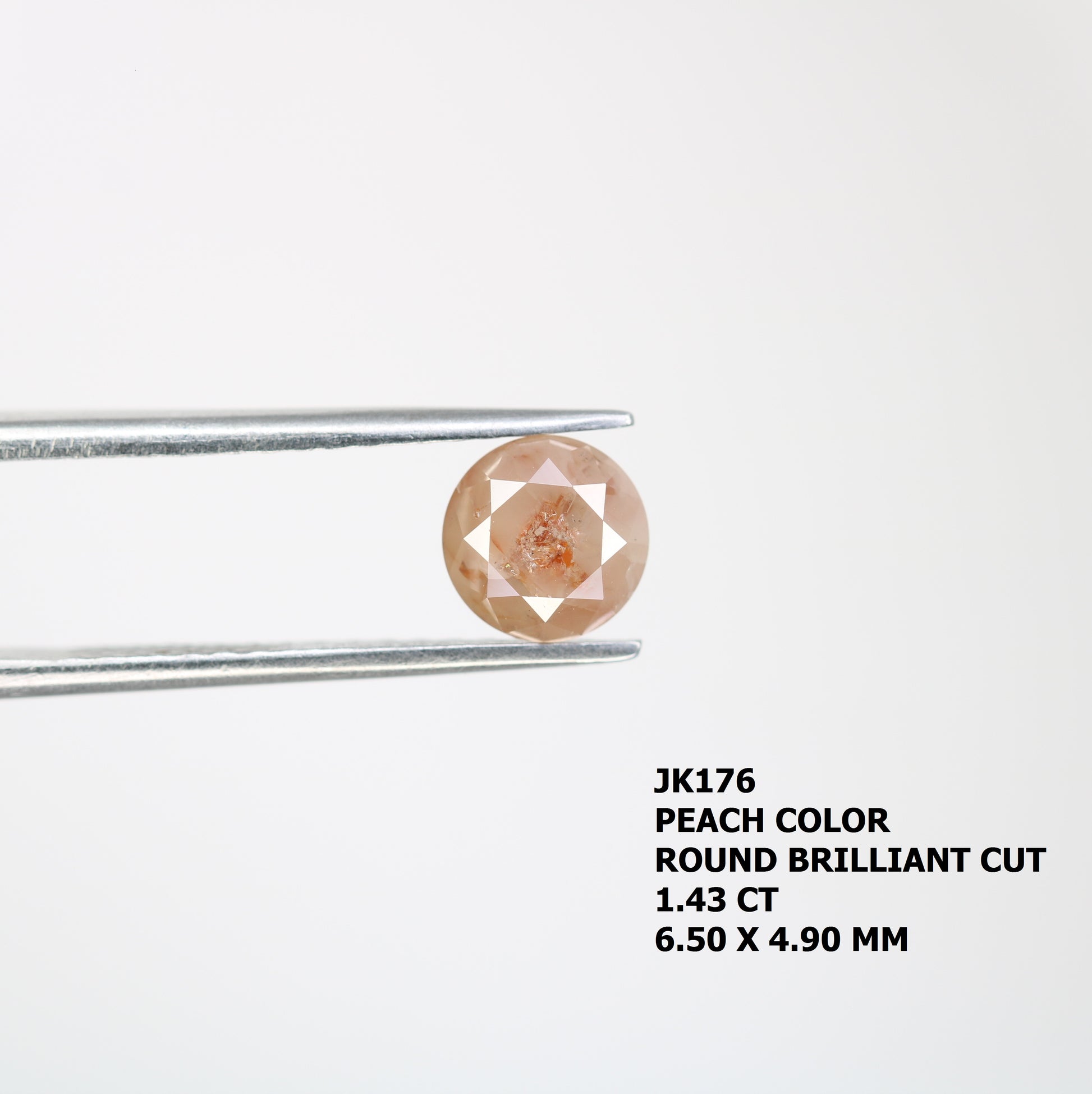 1.43 CT Loose Round Brilliant Cut Peach Diamond For Engagement Ring - JayKrishna Diamond