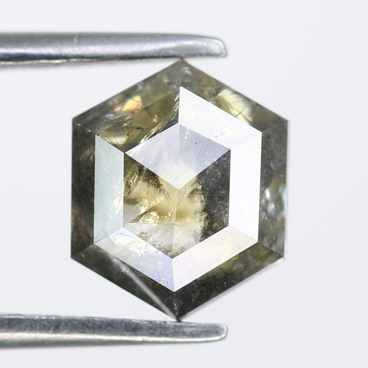 1.78 Carat Hexagon Shape Salt And Pepper Diamond For Wedding Ring - JayKrishna Diamond