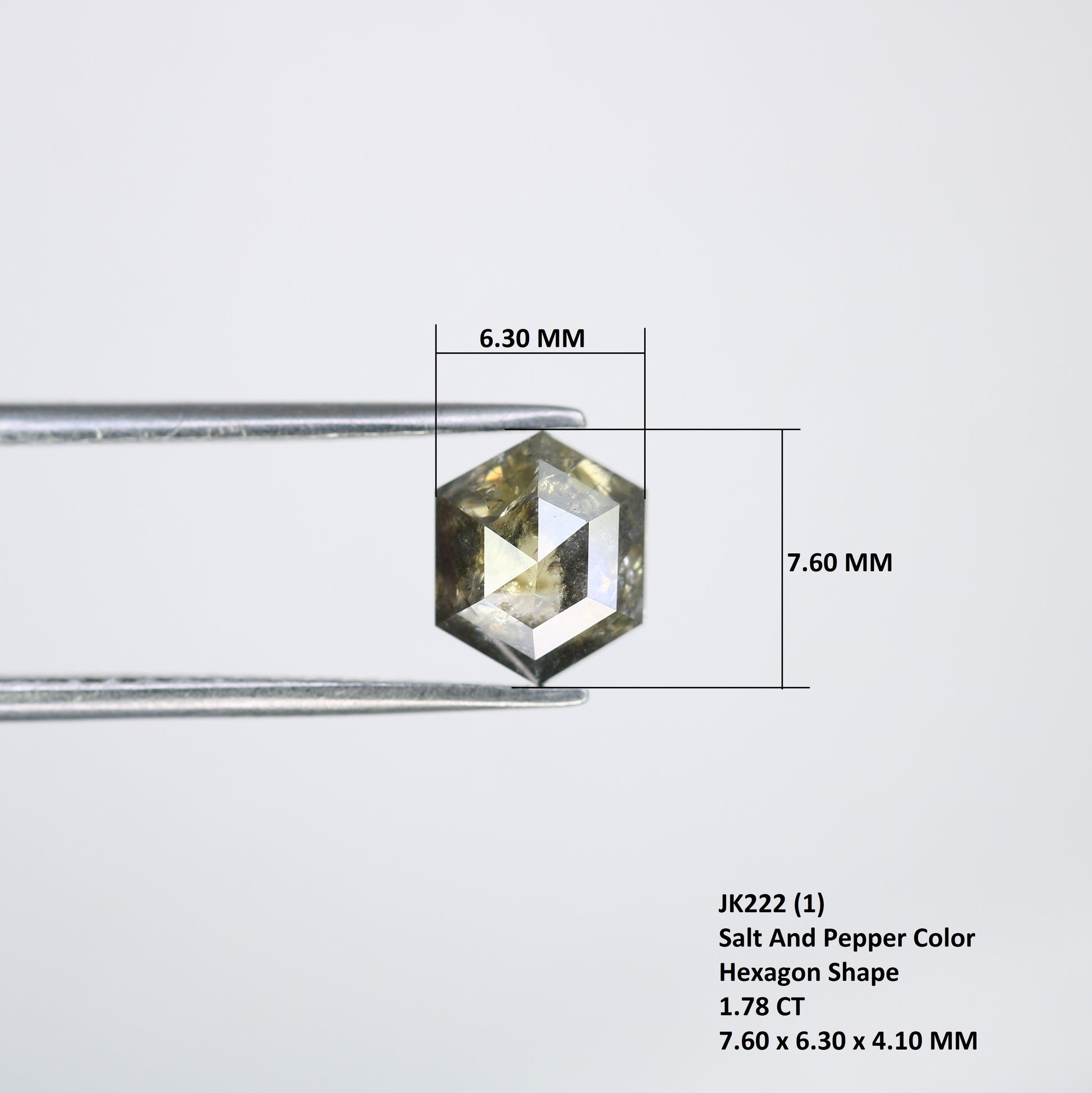1.78 Carat Hexagon Shape Salt And Pepper Diamond For Wedding Ring - JayKrishna Diamond