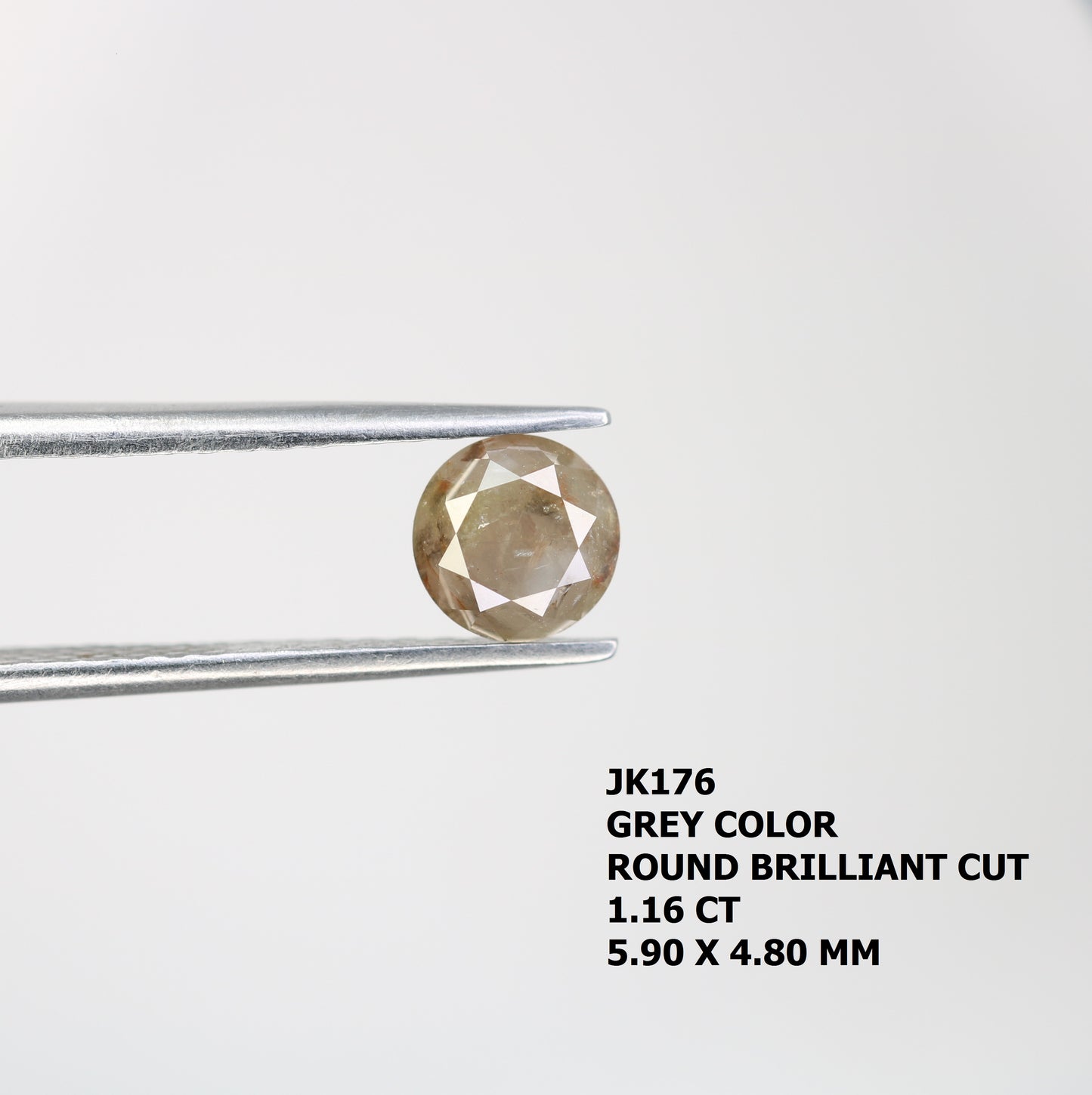 1.16 CT Round Brilliant Cut Grey Loose Diamond For Engagement Ring - JayKrishna Diamond