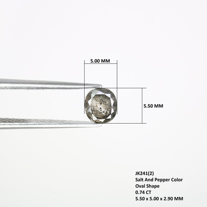 0.74 Carat 5.5 MM Oval Shape Salt And Pepper Loose Natural Diamond For Engagement Ring - JayKrishna Diamond