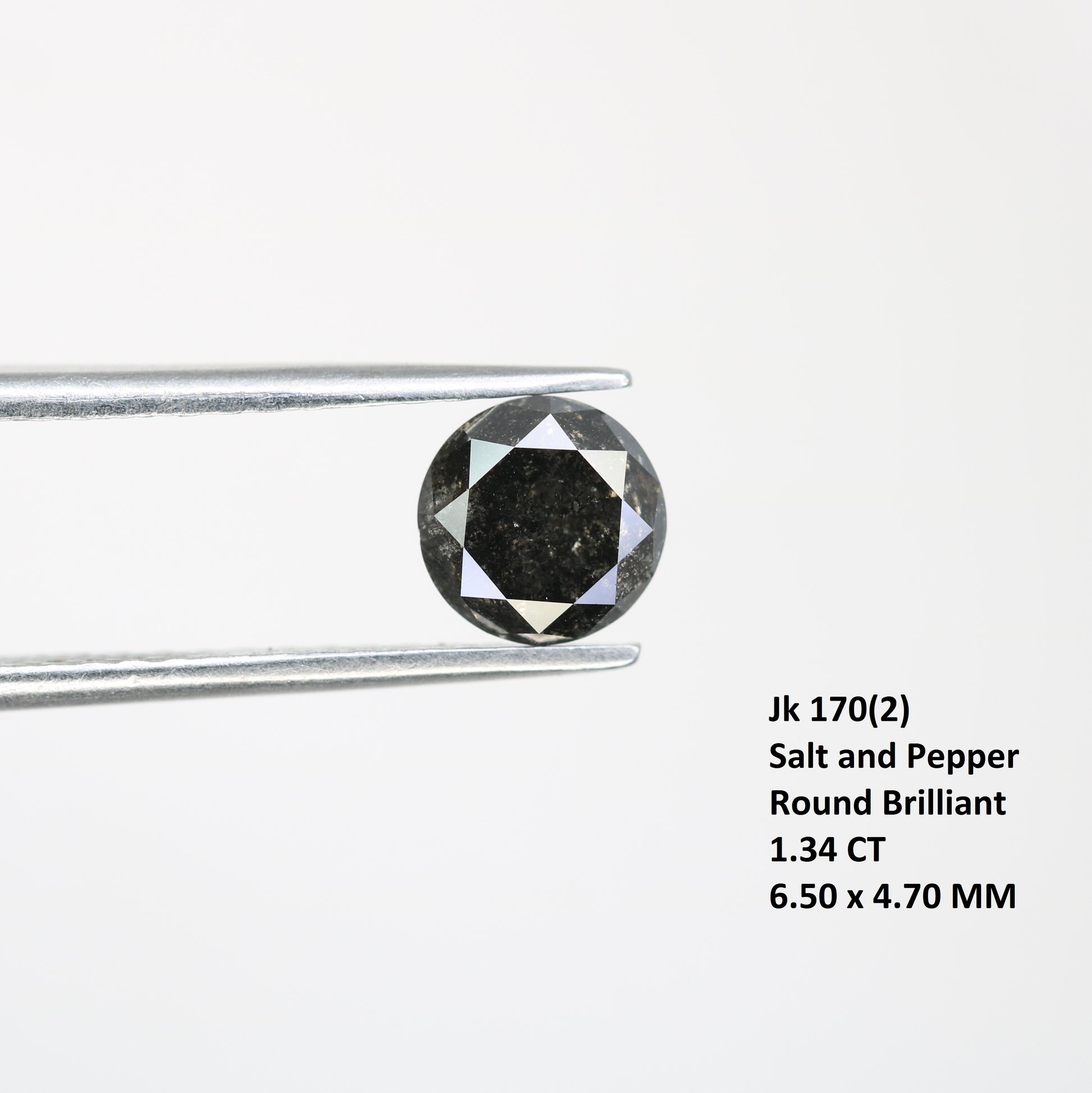 1.34 CT Salt And Pepper Loose Round Brilliant Cut Diamond For Galaxy Ring - JayKrishna Diamond