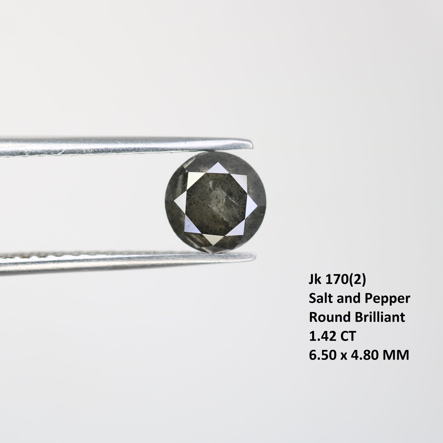 1.42 CT Natural Salt And Pepper Round Brilliant Cut Diamond For Engagement Ring - JayKrishna Diamond