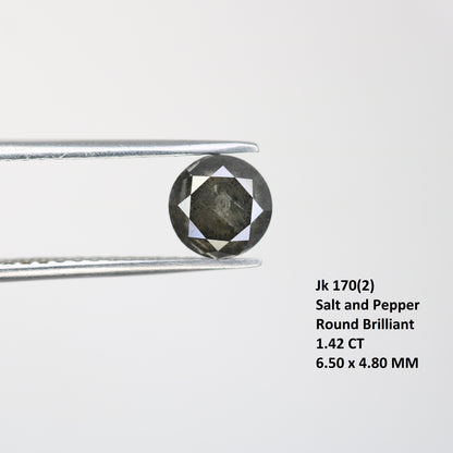 1.42 CT Natural Salt And Pepper Round Brilliant Cut Diamond For Engagement Ring - JayKrishna Diamond