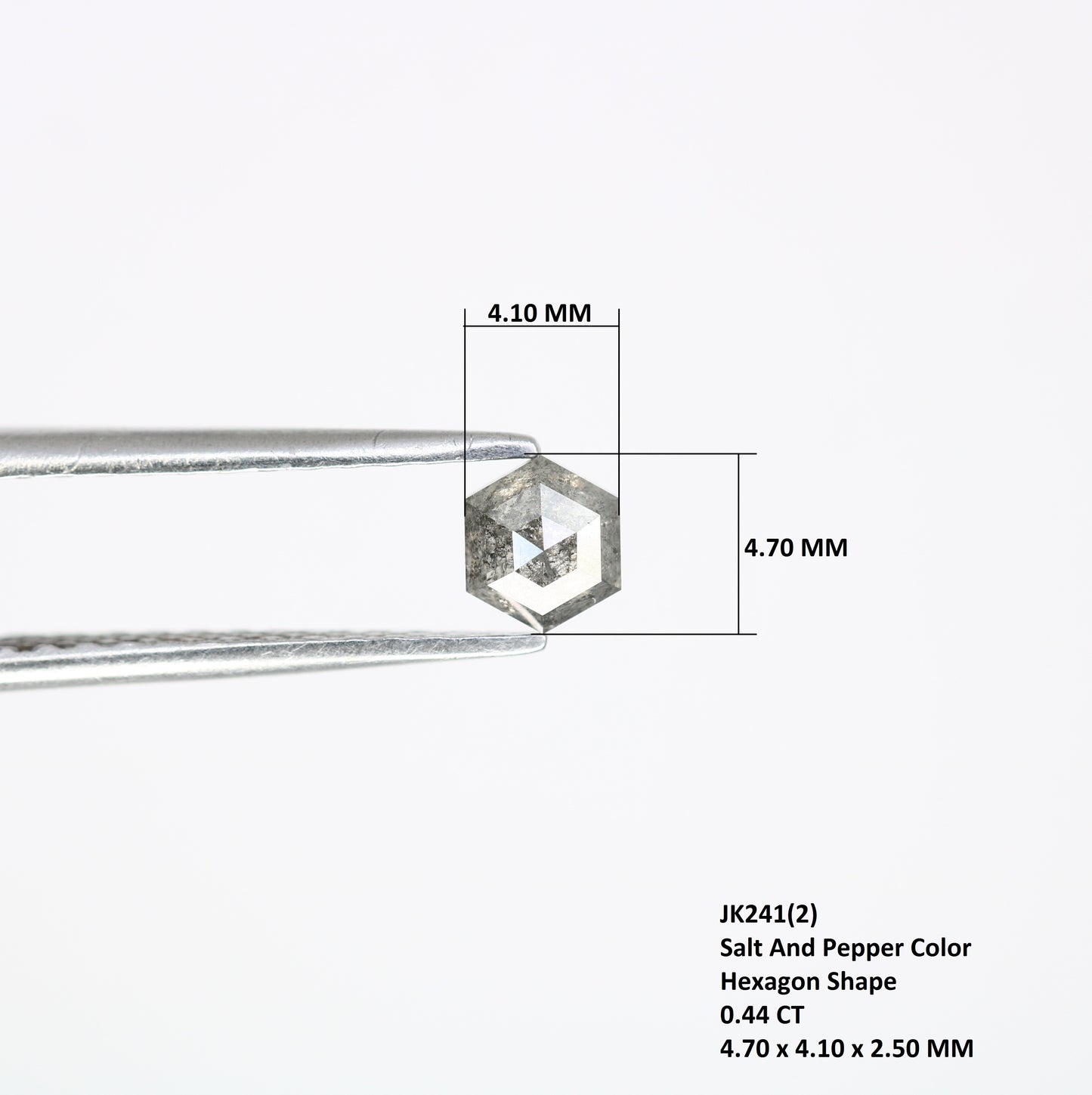 0.44 Carat Hexagon Shape Loose Salt and Pepper Diamond for Galaxy Ring and Custom Fine Jewelry Design - JayKrishna Diamond
