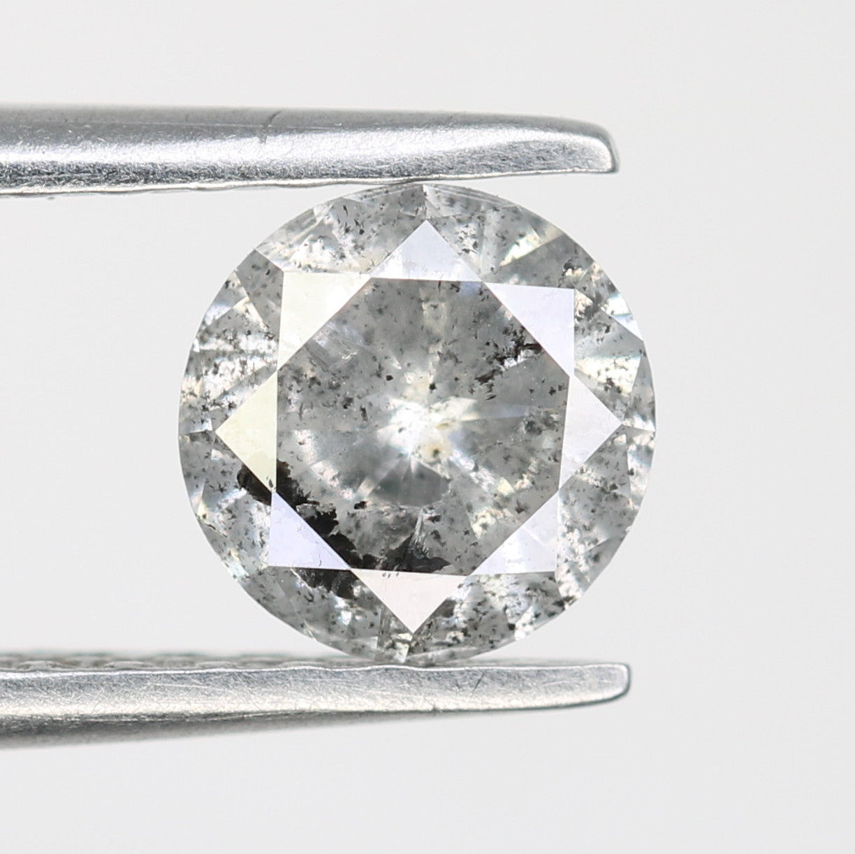 0.73 CT Salt And Pepper Round Brilliant Cut Natural Diamond For Engagement Ring - JayKrishna Diamond