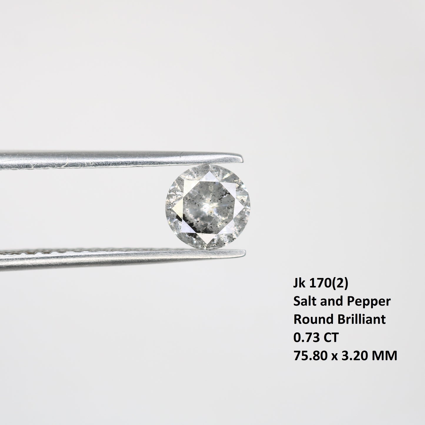 0.73 CT Salt And Pepper Round Brilliant Cut Natural Diamond For Engagement Ring - JayKrishna Diamond