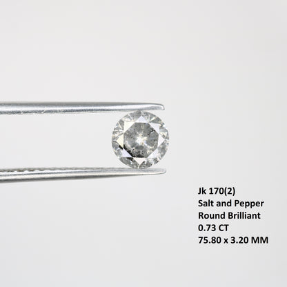 0.73 CT Salt And Pepper Round Brilliant Cut Natural Diamond For Engagement Ring - JayKrishna Diamond