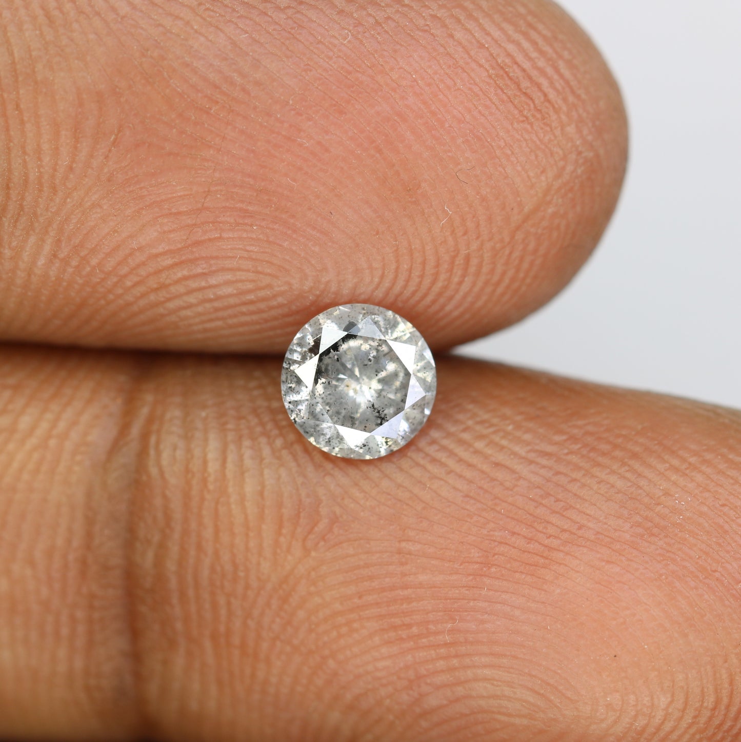 0.73 CT Salt And Pepper Round Brilliant Cut Natural Diamond For Engagement Ring - JayKrishna Diamond