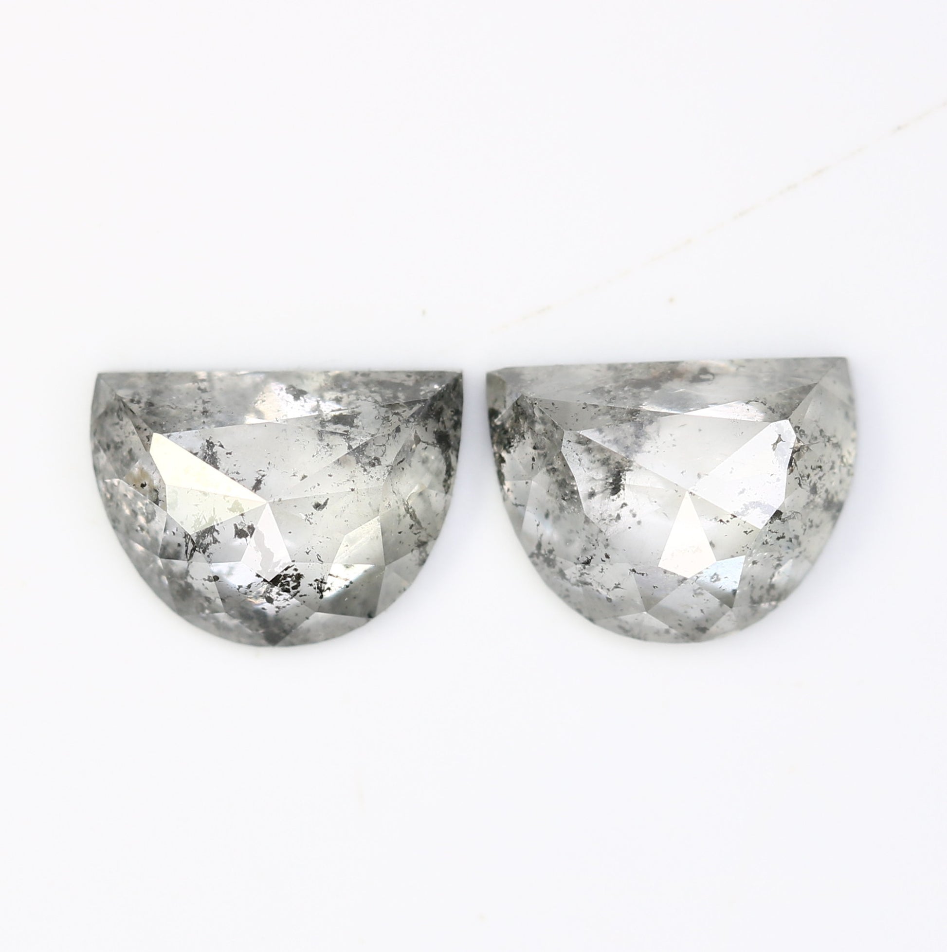 2.38 Carat Natural Loose Salt And Pepper Half Moon Diamond Pair For Diamond Earring - JayKrishna Diamond
