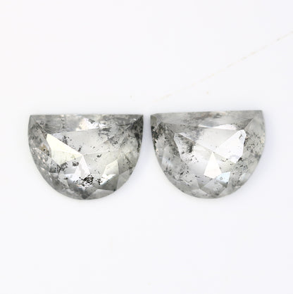 2.38 Carat Natural Loose Salt And Pepper Half Moon Diamond Pair For Diamond Earring - JayKrishna Diamond