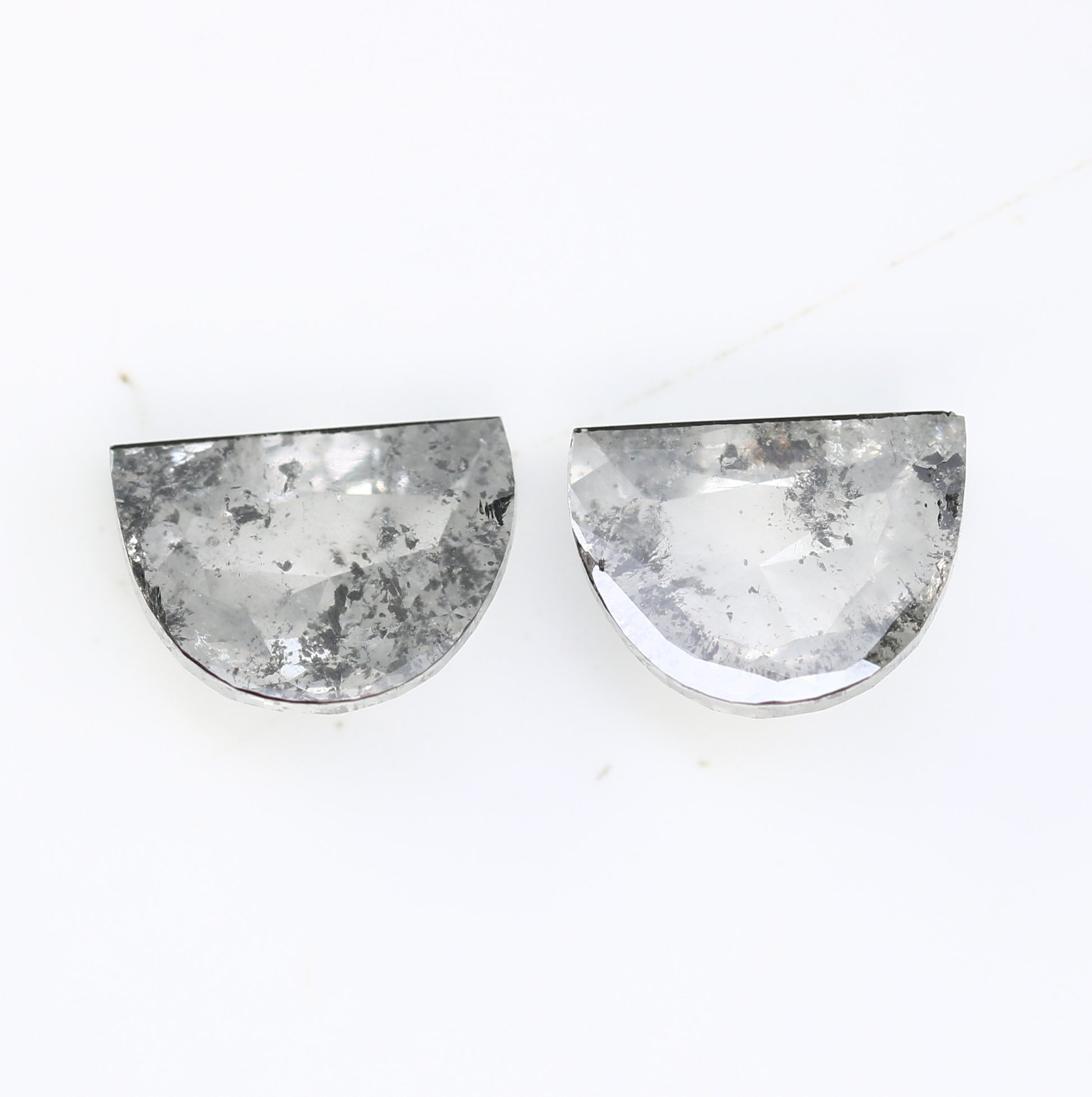 2.38 Carat Natural Loose Salt And Pepper Half Moon Diamond Pair For Diamond Earring - JayKrishna Diamond