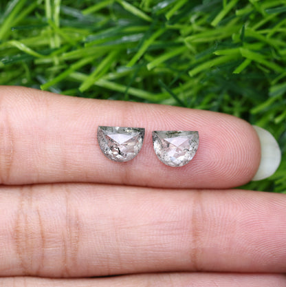 2.38 Carat Natural Loose Salt And Pepper Half Moon Diamond Pair For Diamond Earring - JayKrishna Diamond