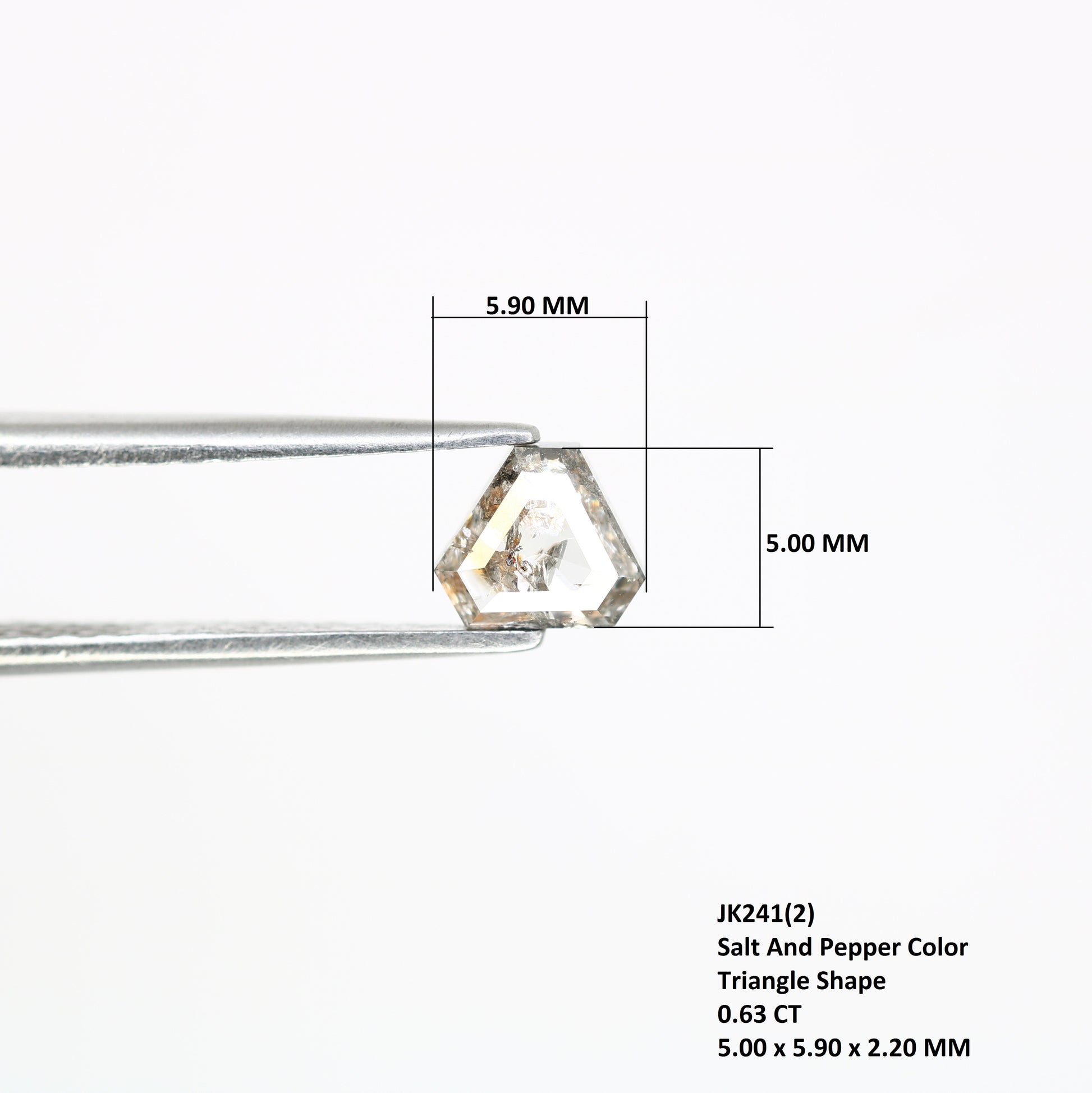 0.63 Carat Triangle Shape Loose Natural Salt and Pepper Diamond (5 MM) for a Distinctive Wedding Ring: Elegant Gemstone Jewelry Choice - JayKrishna Diamond