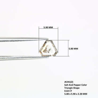 0.63 Carat Triangle Shape Loose Natural Salt and Pepper Diamond (5 MM) for a Distinctive Wedding Ring: Elegant Gemstone Jewelry Choice - JayKrishna Diamond