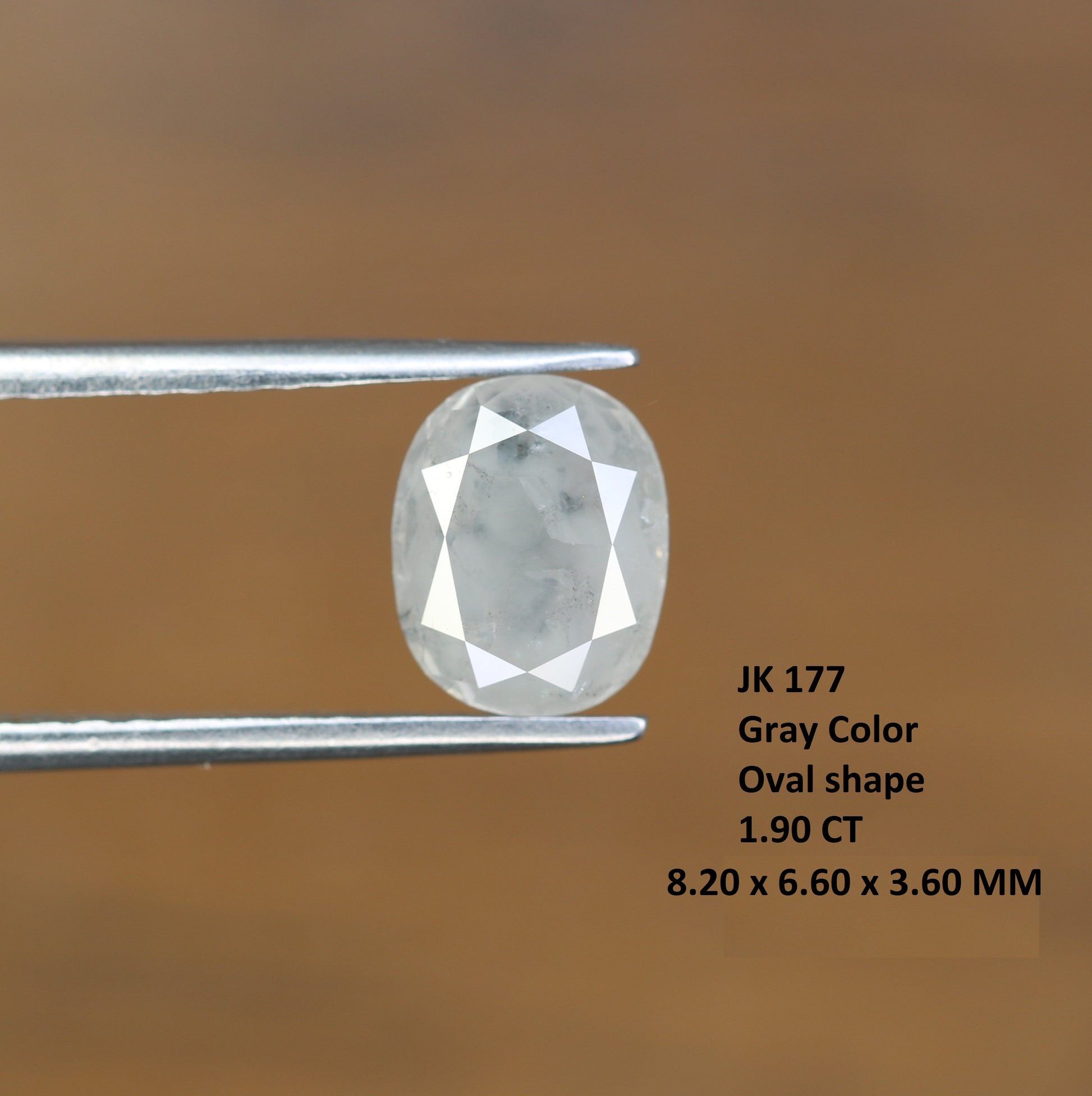 1.90 CT Oval Shape Grey Natural Diamond For Engagement Ring - JayKrishna Diamond
