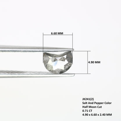 0.71 Carat Salt And Pepper Loose Half Moon Shaped Diamond For Engagement Ring - JayKrishna Diamond