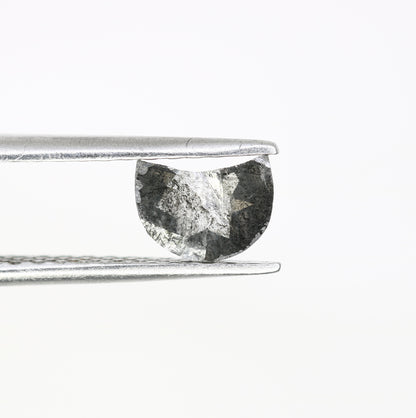 0.71 Carat Salt And Pepper Loose Half Moon Shaped Diamond For Engagement Ring - JayKrishna Diamond