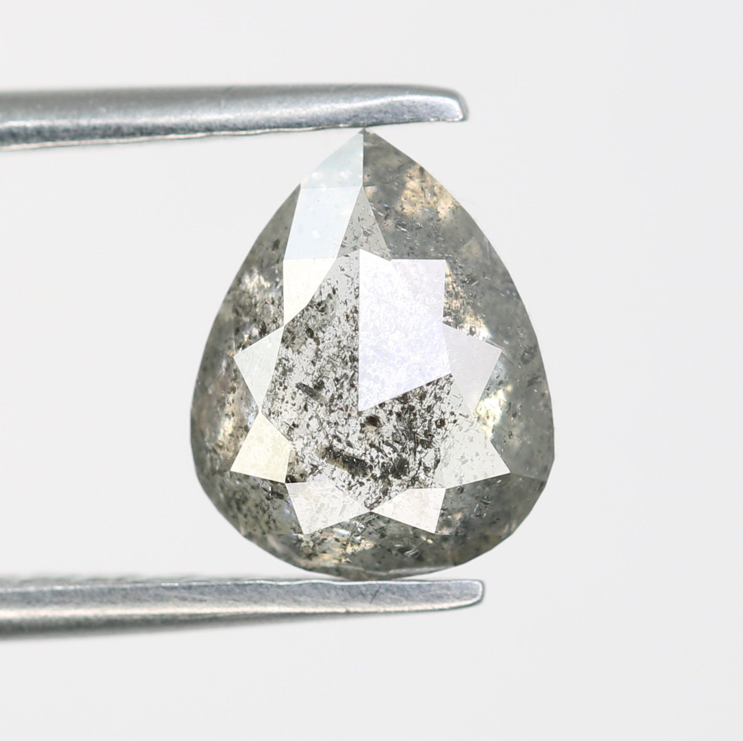 1.43 CT Natural Salt And Pepper Pear Cut Loose Diamond For Engagement Ring - JayKrishna Diamond
