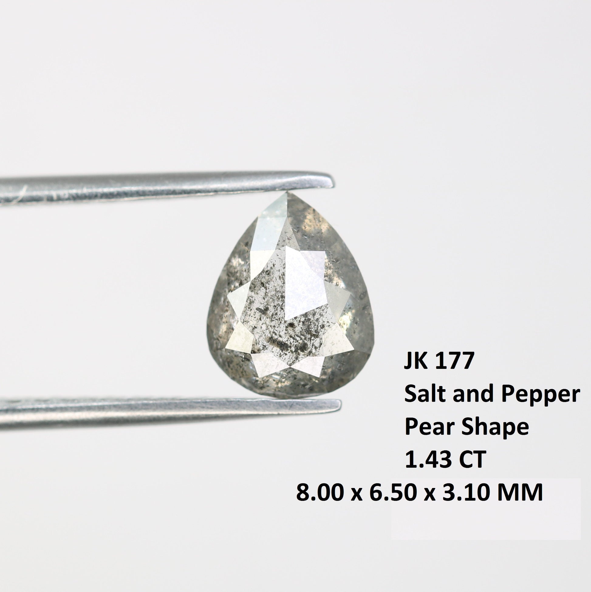1.43 CT Natural Salt And Pepper Pear Cut Loose Diamond For Engagement Ring - JayKrishna Diamond