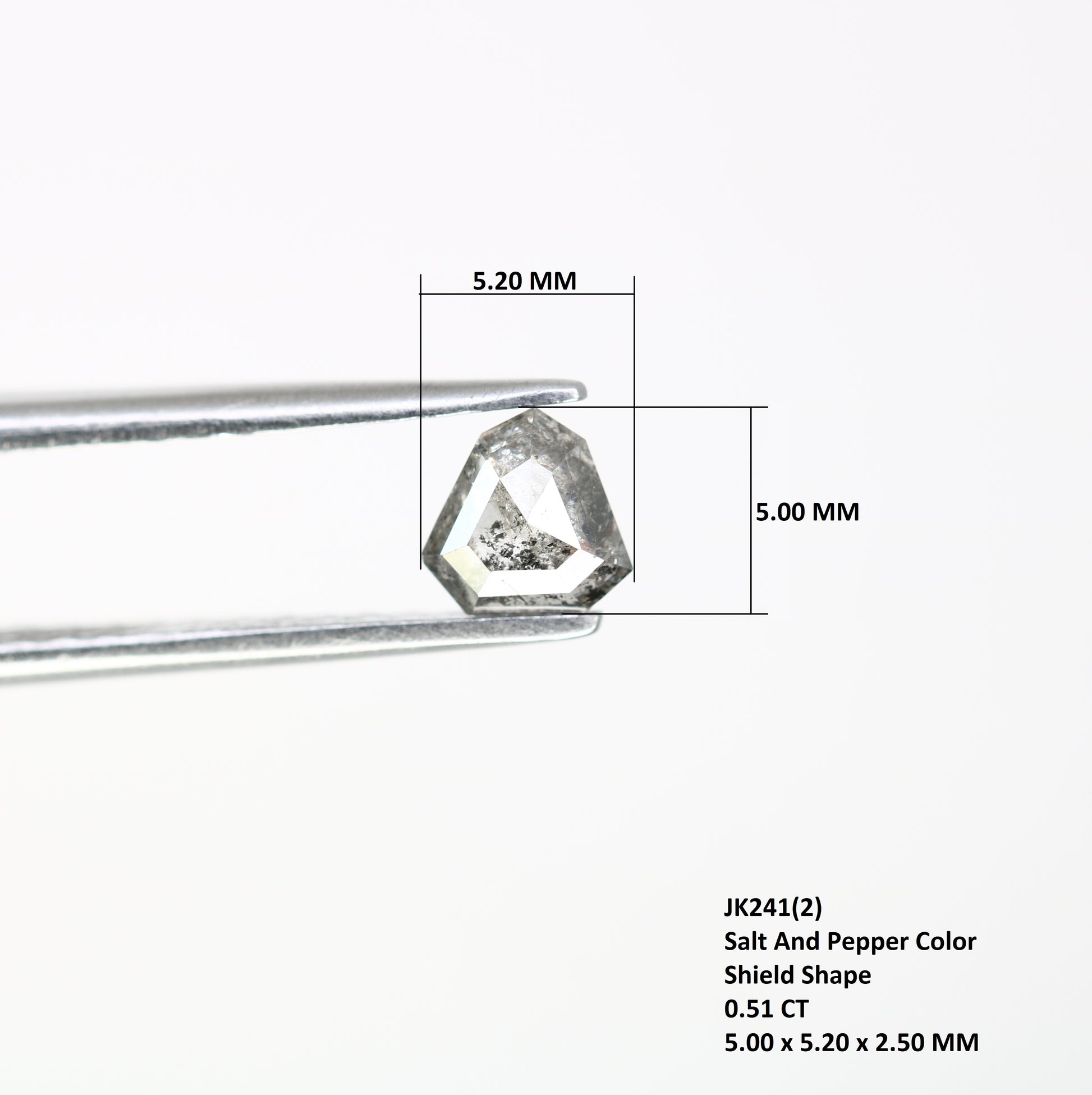 0.51 Carat Shield Shape Diamond 5 MM Loose Salt And Pepper Diamond For Wedding Ring - JayKrishna Diamond