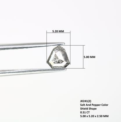 0.51 Carat Shield Shape Diamond 5 MM Loose Salt And Pepper Diamond For Wedding Ring - JayKrishna Diamond
