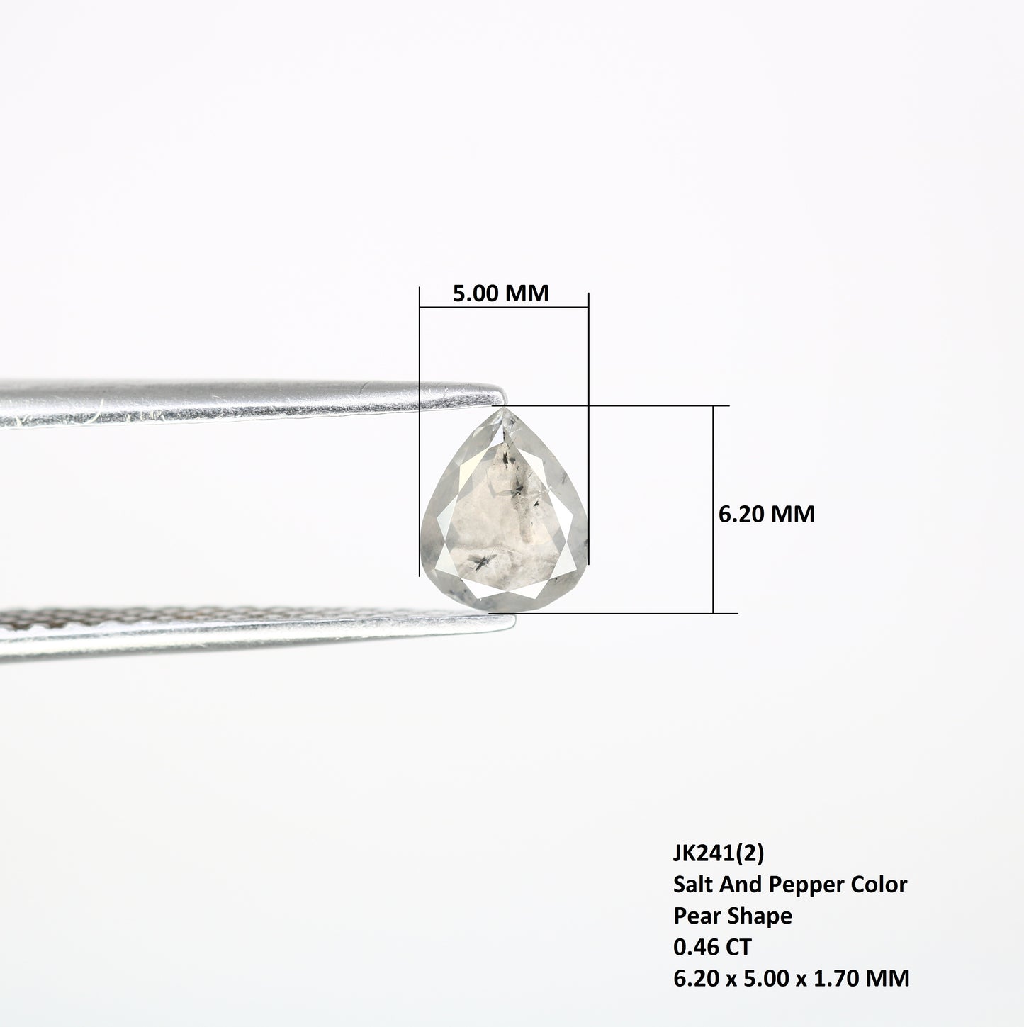 0.46 Carat Pear Shape Salt And Pepper Diamond | Loose Natural Diamond for Wedding or Engagement Ring - JayKrishna Diamond