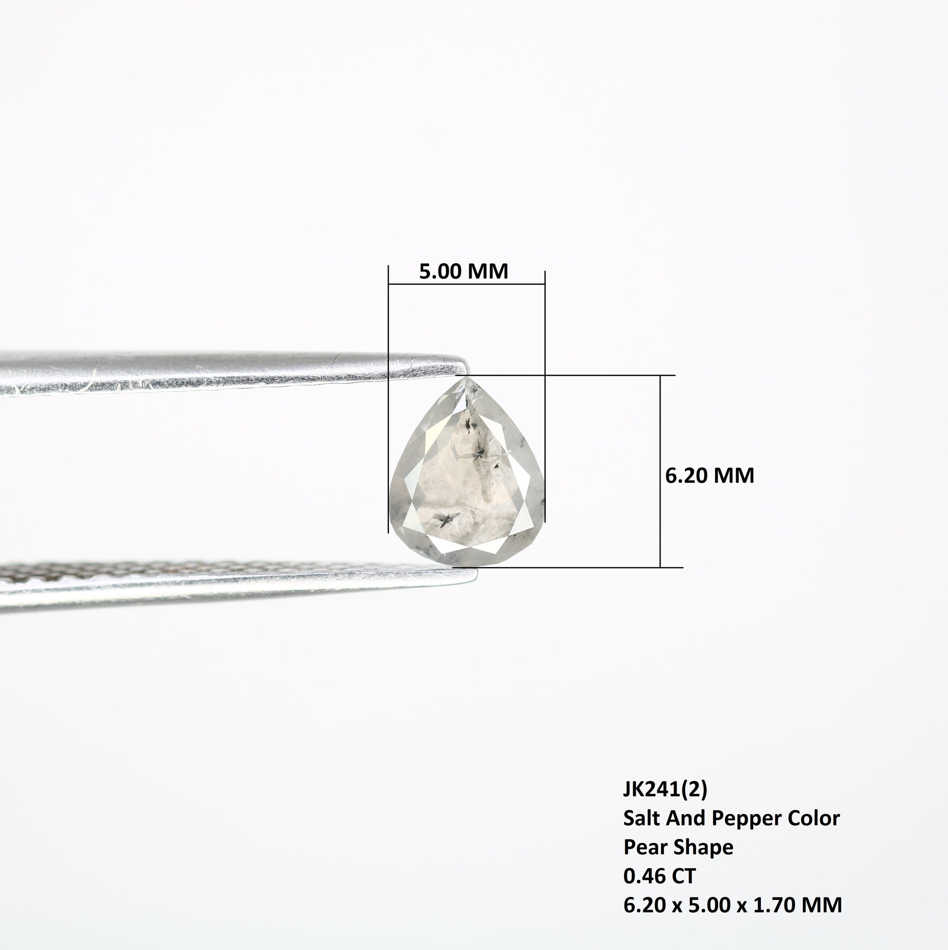 0.46 Carat Pear Shape Salt And Pepper Diamond | Loose Natural Diamond for Wedding or Engagement Ring - JayKrishna Diamond