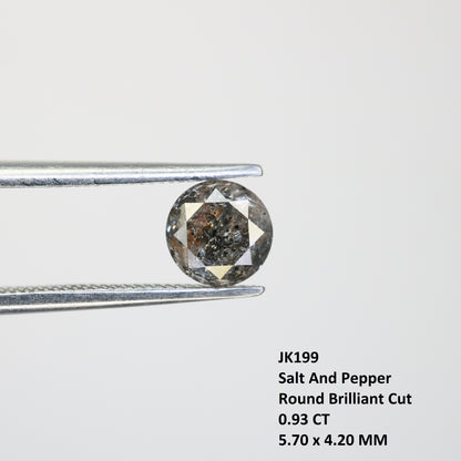 0.93 Carat Natural Round Brilliant Cut Salt And Pepper Diamond For Promise Ring - JayKrishna Diamond