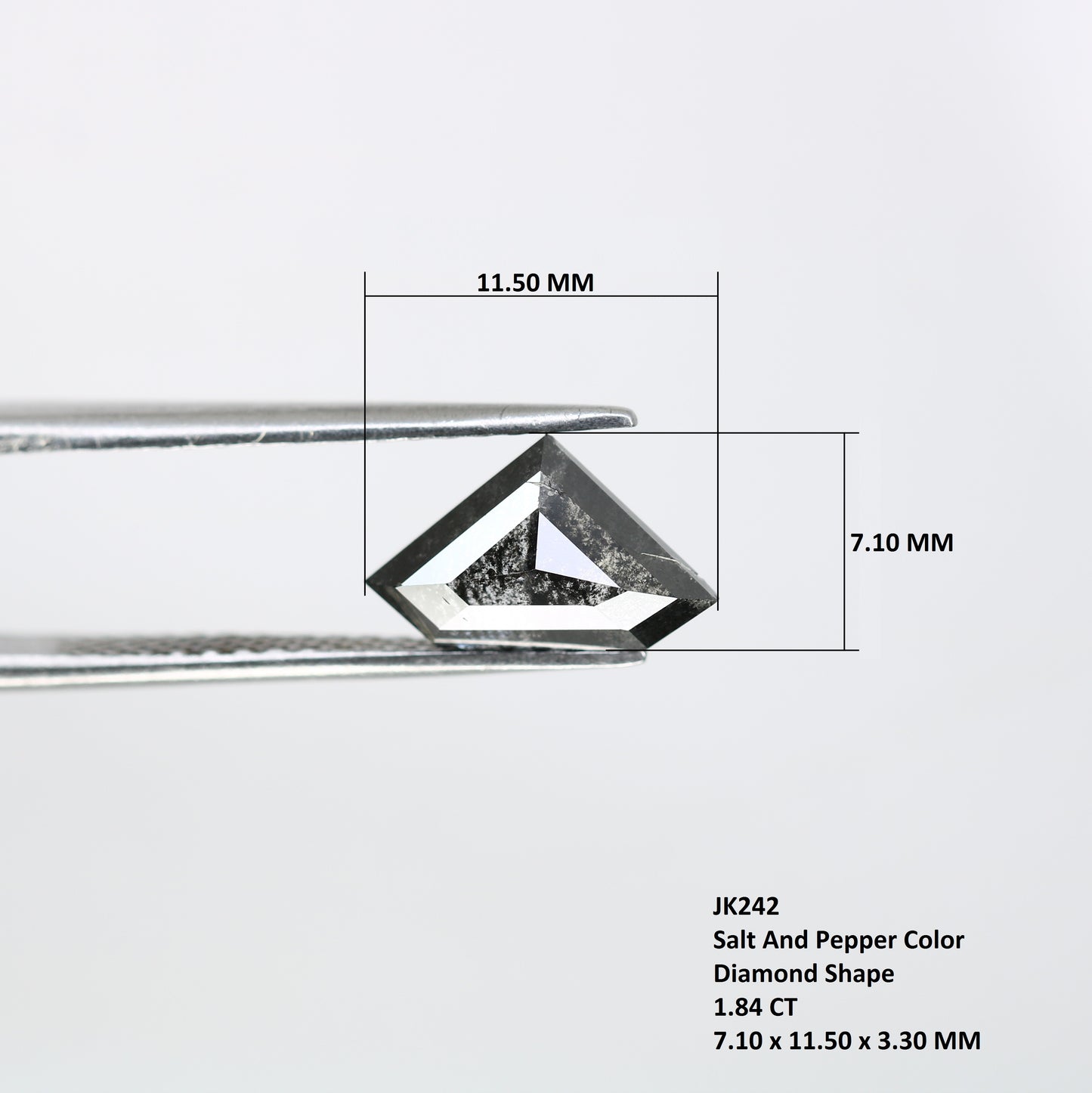1.84 CT Diamond Cut 7.10 MM Salt And Pepper Diamond For Engagement Ring - JayKrishna Diamond