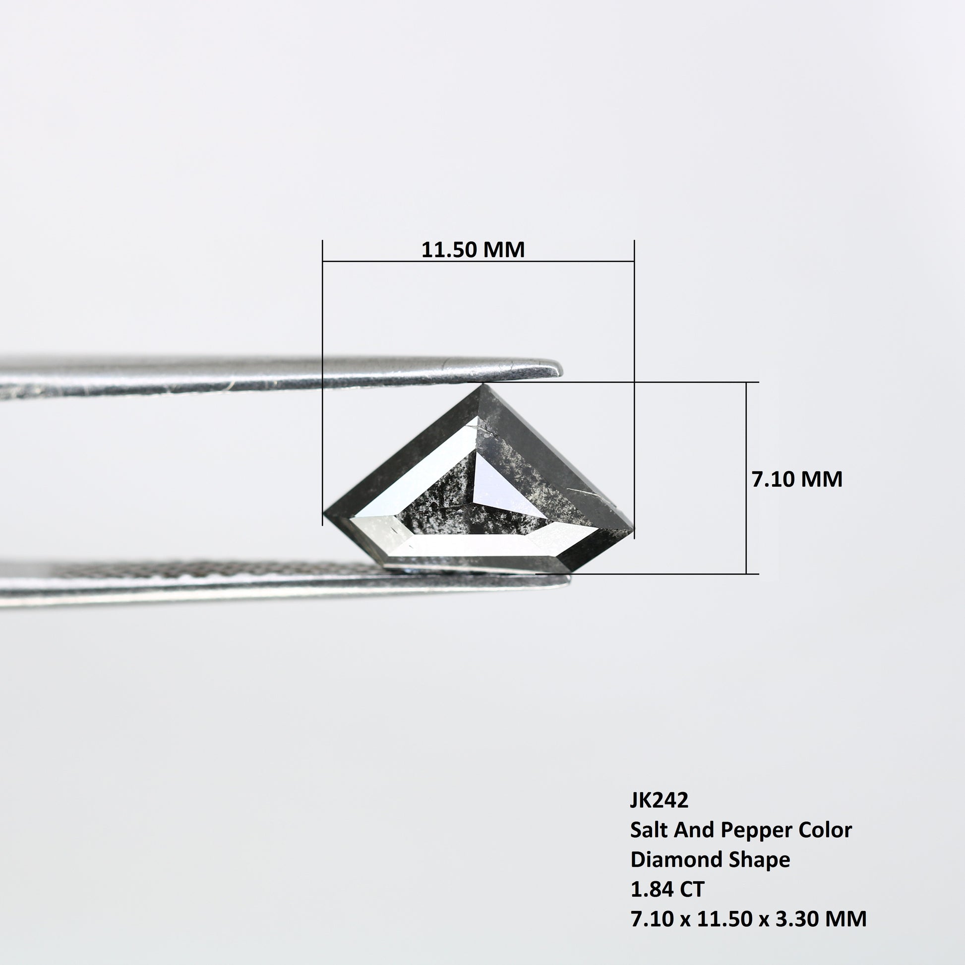 1.84 CT Diamond Cut 7.10 MM Salt And Pepper Diamond For Engagement Ring - JayKrishna Diamond