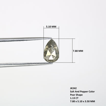 1.13 CT 7.80 MM Pear Shape Salt And Pepper Diamond For Engagement Ring - JayKrishna Diamond