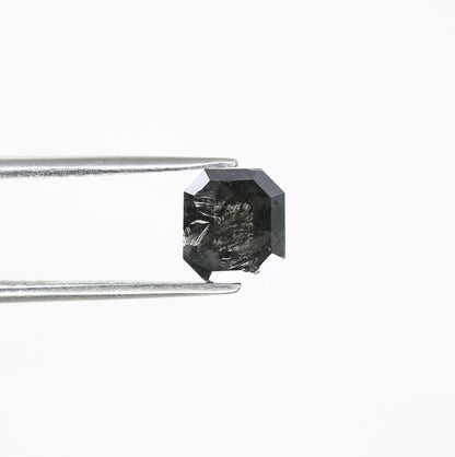 1.39 Carat Emerald Shape 6.80 MM Salt And Pepper Diamond For Galaxy Ring - JayKrishna Diamond