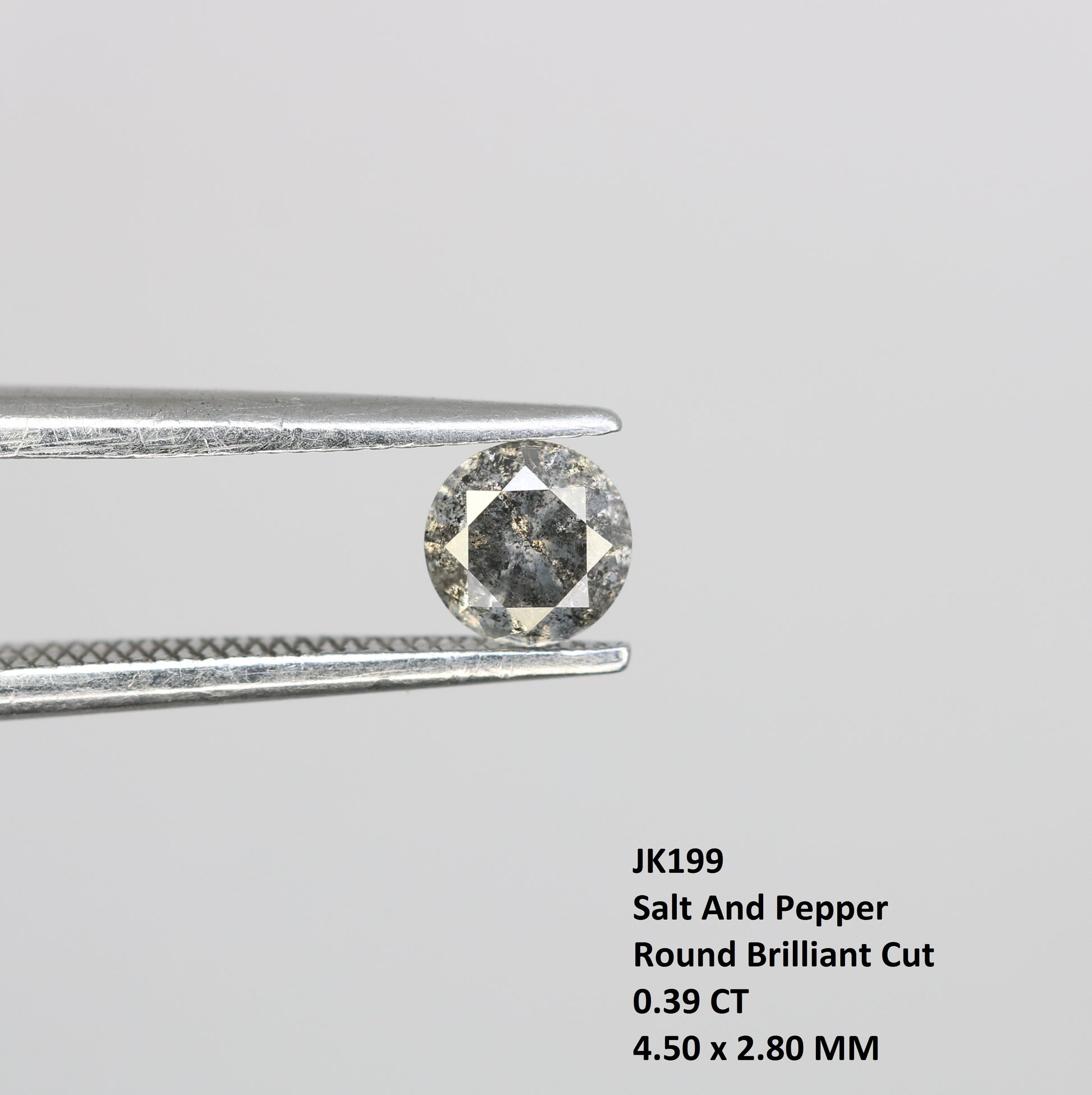 Round Brilliant Cut Diamond 0.39 Carat Natural Loose Salt And Pepper Diamond - JayKrishna Diamond