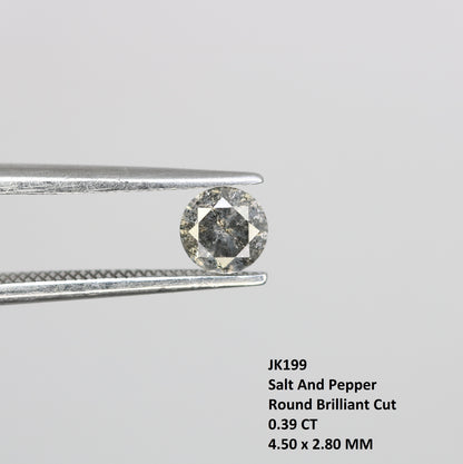 Round Brilliant Cut Diamond 0.39 Carat Natural Loose Salt And Pepper Diamond - JayKrishna Diamond