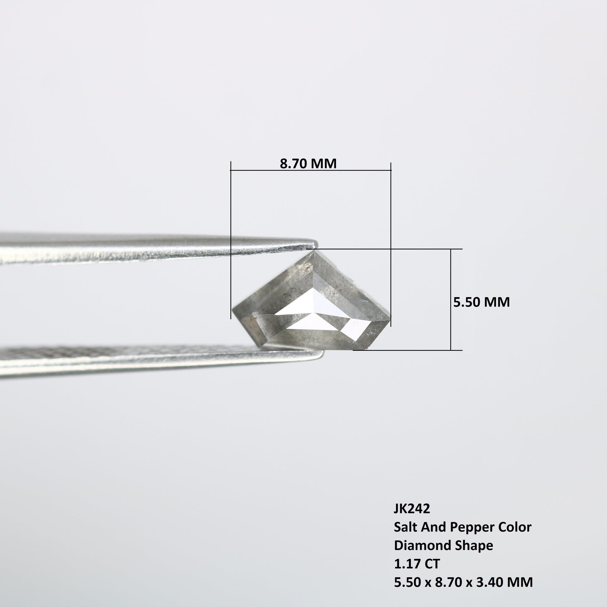 1.17 CT 5.50 MM Diamond Cut Salt And Pepper Diamond For Engagement Ring - JayKrishna Diamond