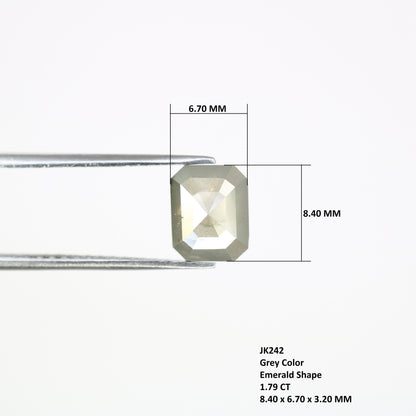 1.79 CT 8.40 MM Grey Emerald Shape Diamond For Engagement Ring - JayKrishna Diamond