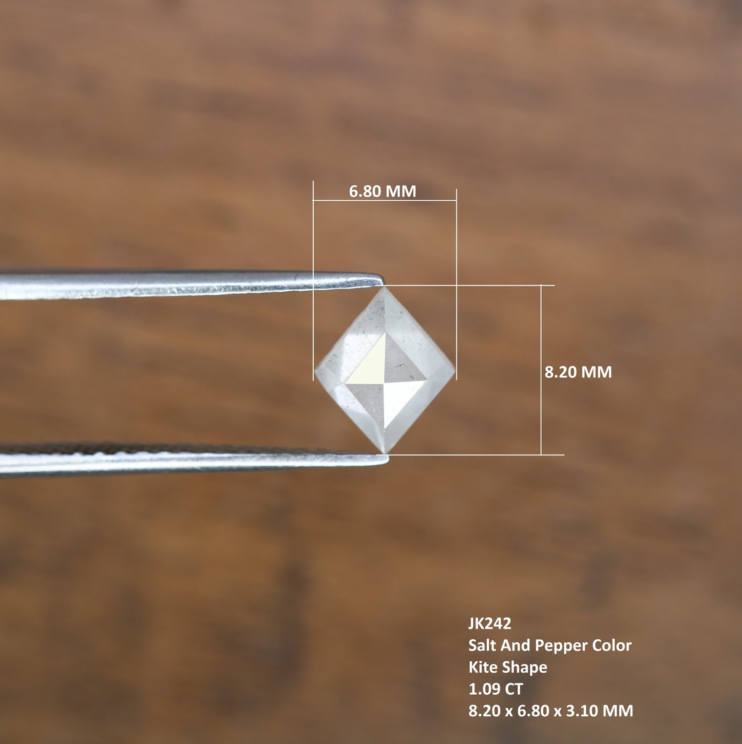 1.09 Carat Kite Cut 8.20 MM Natural Salt And Pepper Diamond For Wedding Ring - JayKrishna Diamond