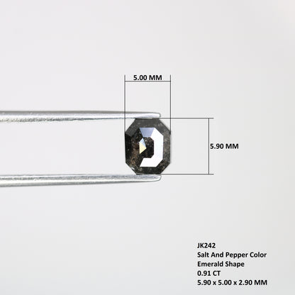 0.91 CT 5.90 MM Salt And Pepper Emerald Shape Diamond For Designer Jewelry - JayKrishna Diamond