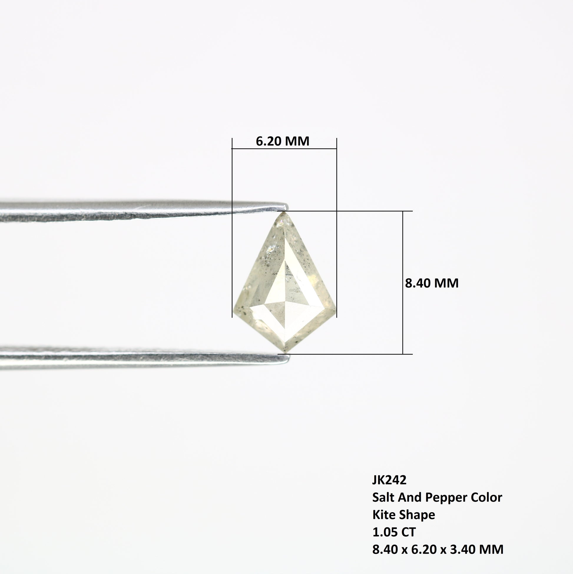 1.05 Carat Kite Cut 8.40 MM Natural Salt And Pepper Diamond For Wedding Ring - JayKrishna Diamond
