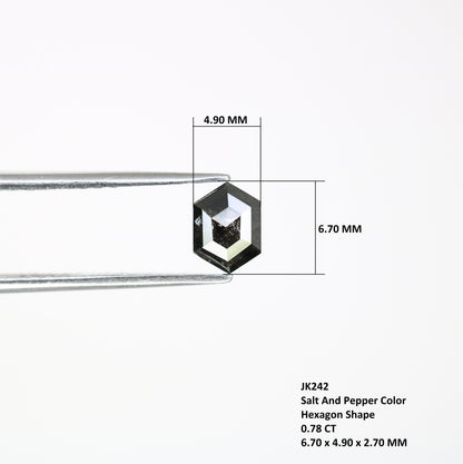0.78 Carat Hexagon Cut 6.70 MM Loose Salt And Pepper Diamond For Engagement Ring - JayKrishna Diamond