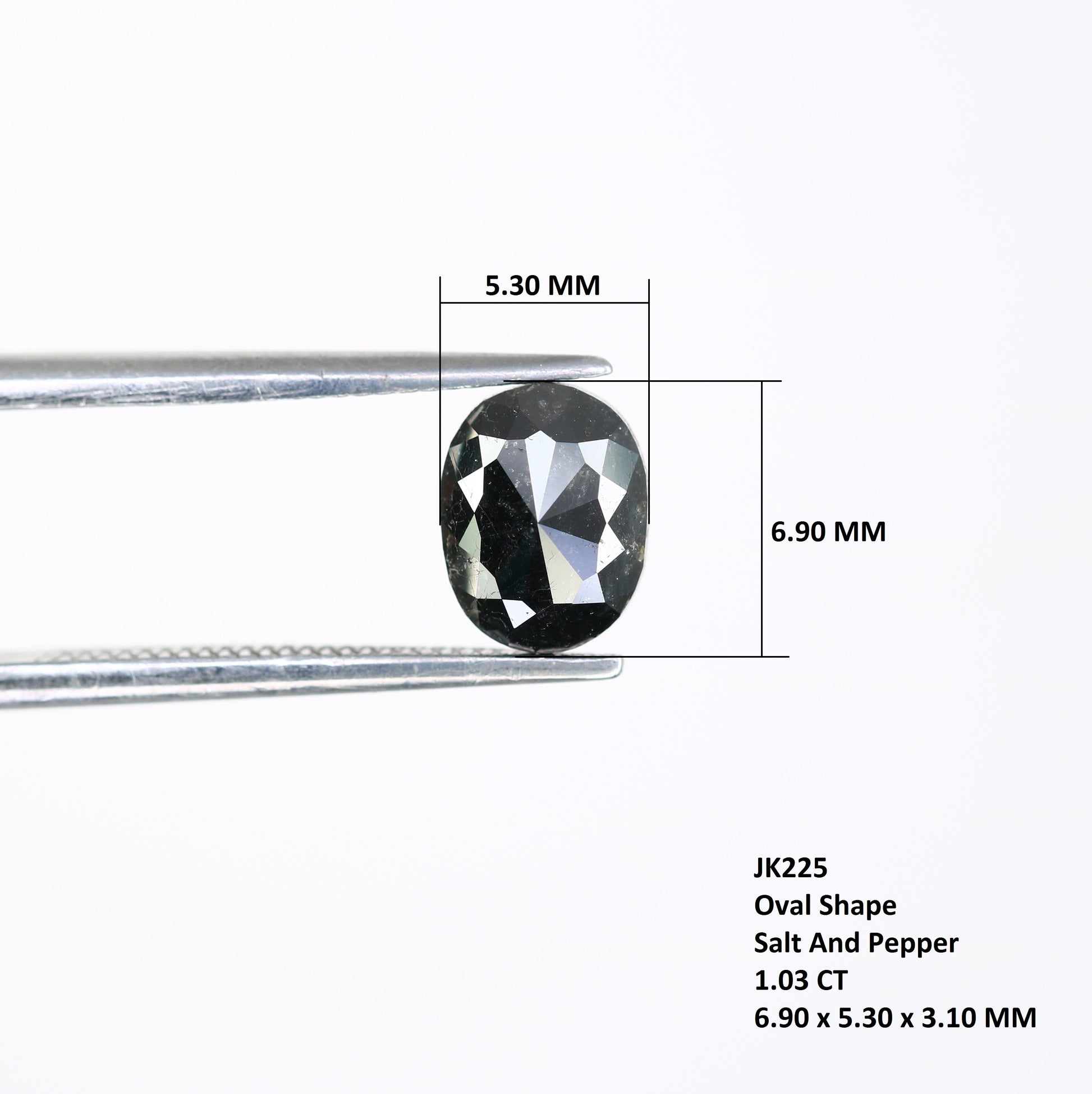 1.03 Carat Oval Cut Diamond Natural Salt And Pepper Diamond For Engagement Ring - JayKrishna Diamond