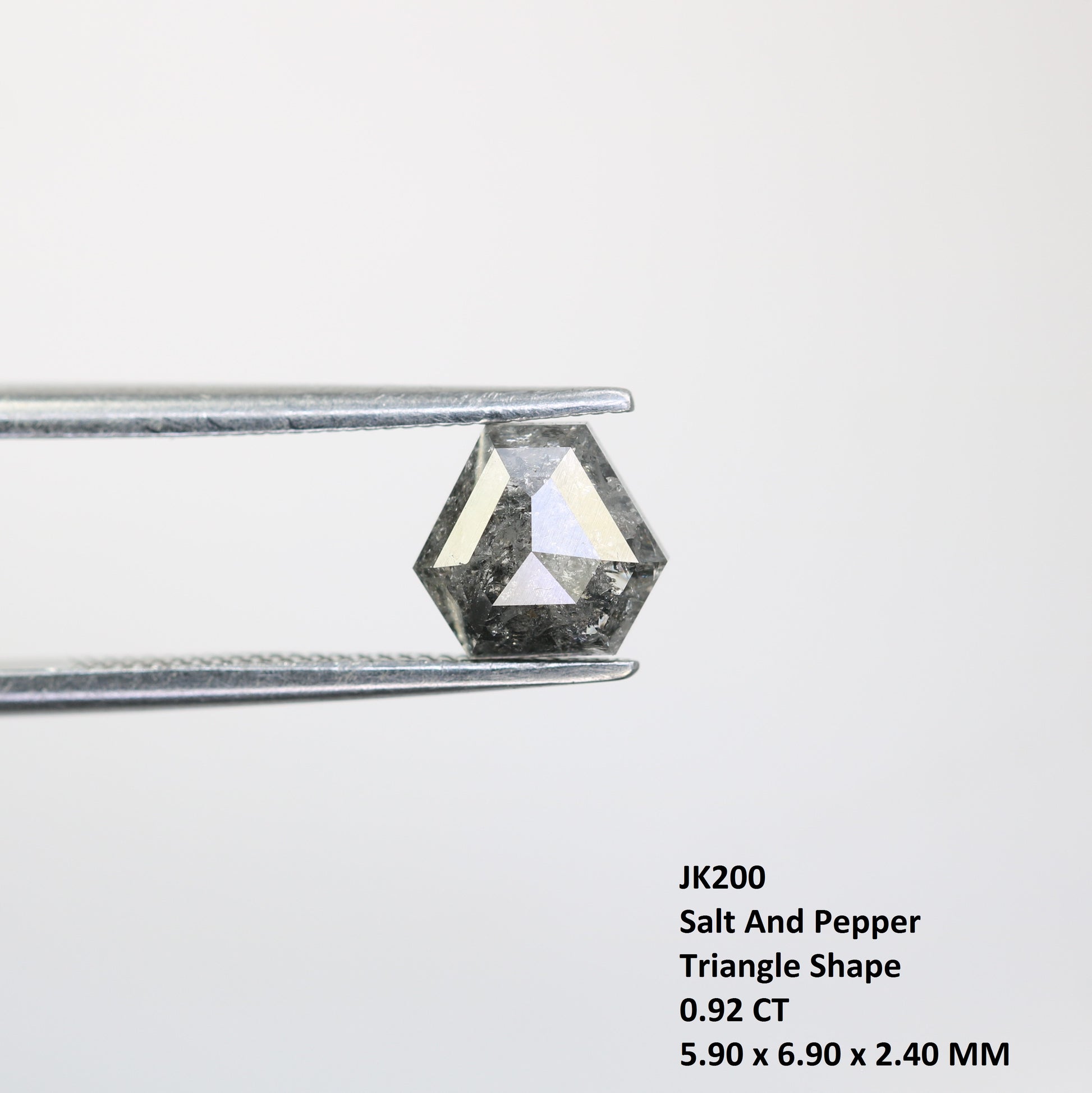 0.92 CT Triangle Shape Salt And Pepper Natural Diamond For Engagement Ring - JayKrishna Diamond