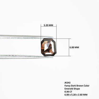 0.90 CT Dark Brown Emerald Shape Natural 6.00 MM Diamond For Statement Ring - JayKrishna Diamond